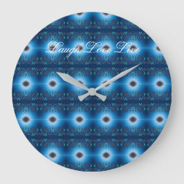 Blue Flowered Clock met Laugh Love and Live Grote Klok