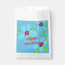Blue Flowered Favor Guest Bag Bedankzakje