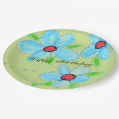 Blue Flowered Paper Borden van 9 inch Papieren Bordje (Gekanteld)