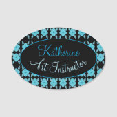 Blue Flowered Personalized Naamplaatje (Voorkant)
