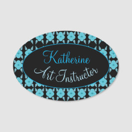 Blue Flowered Personalized Naamplaatje