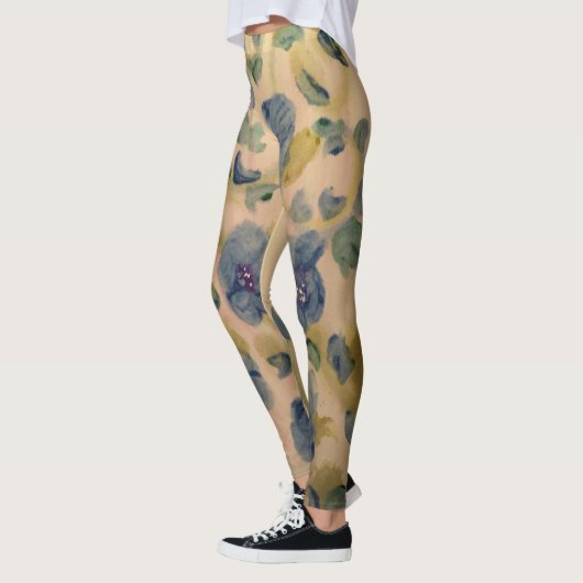 Blue Flowered Waterverf Art Leggings (Links)