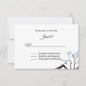 Blue Flowering Branch Wedding RSVP (Voorkant)