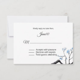 Blue Flowering Branch Wedding RSVP