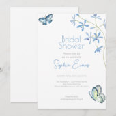 Blue Flowers and Butterflies Wit Vrijgezellenfeest Kaart (Voorkant / Achterkant)