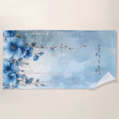 Blue Flowers and Pearls Beach Towel Strandlaken (Voorkant)
