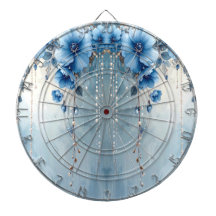 Blue Flowers and Pearls Dartboard
