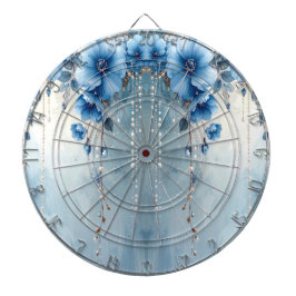 Blue Flowers and Pearls Dartboard Dartbord