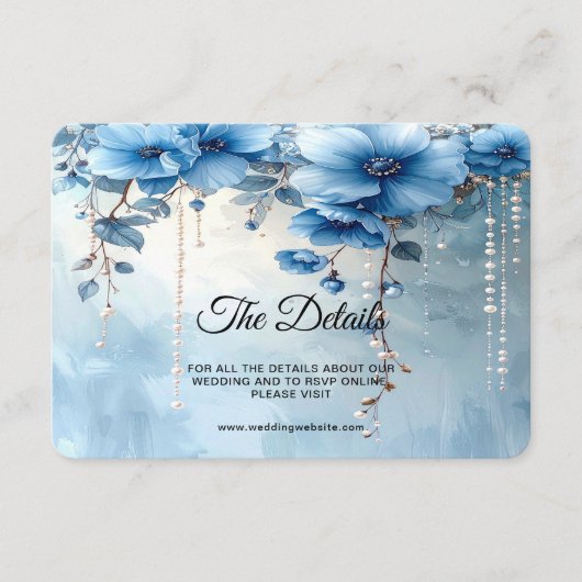 Blue Flowers and Pearls Detail Informatiekaartje (Voorkant)