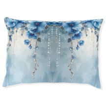 Blue Flowers and Pearls Dog Bed