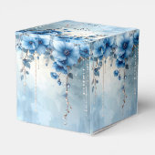 Blue Flowers and Pearls Favor Box Bedankdoosjes (Achterkant)