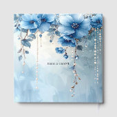 Blue Flowers and Pearls Guest Book Gastenboek (Achterkant)