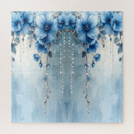 Blue Flowers and Pearls Jigsaw Puzzle Legpuzzel