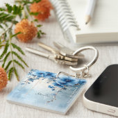 Blue Flowers and Pearls Keychain (Voorkant Rechts)