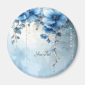 Blue Flowers and Pearls Magnet (Voorkant)
