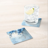 Blue Flowers and Pearls Paper Coaster Kartonnen Onderzetters (Insitu)