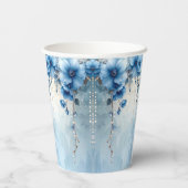Blue Flowers and Pearls Paper Cups Papieren Bekers (Achterkant)
