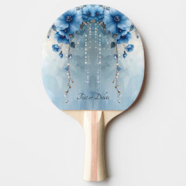 Blue Flowers and Pearls Ping Pong Paddle Tafeltennisbatje