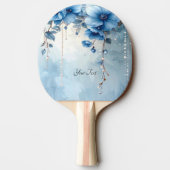 Blue Flowers and Pearls Ping Pong Paddle Tafeltennisbatje (Achterkant)