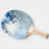 Blue Flowers and Pearls Ping Pong Paddle Tafeltennisbatje (Zijkant)