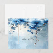 Blue Flowers and Pearls Postcard Briefkaart (Voorkant / Achterkant)