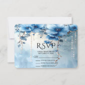 Blue Flowers and Pearls RSVP Card (Voorkant)