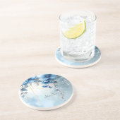 Blue Flowers and Pearls Sandstone Coaster Zandsteen Onderzetter (Zijkant)