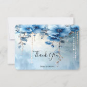 Blue Flowers and Pearls Thank You Card Bedankkaart (Voorkant)