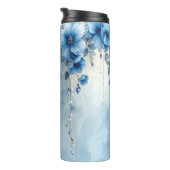 Blue Flowers and Pearls Thermal Tumbler Thermosbeker (Geroteerd rechts)