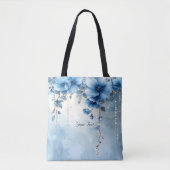 Blue Flowers and Pearls Tote Bag (Voorkant)