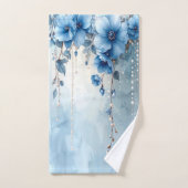 Blue Flowers and Pearls Towel Set Bad Handdoek (Handdoek)