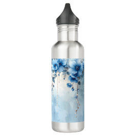 Blue Flowers and Pearls Water Bottle Waterfles