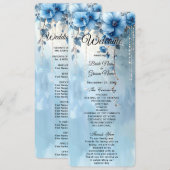 Blue Flowers and Pearls Wedding Program Programmakaart (Voorkant / Achterkant)
