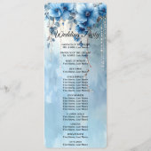 Blue Flowers and Pearls Wedding Program Programmakaart (Achterkant)