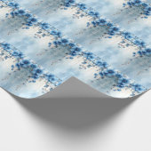 Blue Flowers and Pearls Wrapping Paper Cadeaupapier (Hoek)