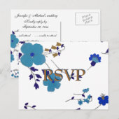 Blue Flowers Art Uitnodiging Briefkaart (Voorkant / Achterkant)