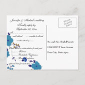 Blue Flowers Art Uitnodiging Briefkaart (Achterkant)