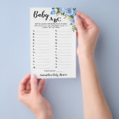 Blue Flowers Baby ABC Baby shower Game Kaart (Hand)