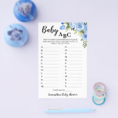 Blue Flowers Baby ABC Baby shower Game Kaart (Enkel)