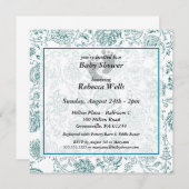 Blue Flowers Baby Shower-uitnodigingen Kaart (Voorkant / Achterkant)