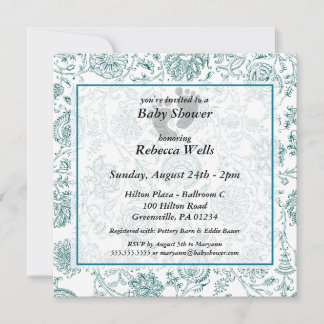 Blue Flowers Baby Shower-uitnodigingen Kaart