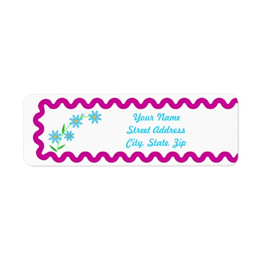 Blue Flowers Background Return Address Sticker (Voorkant)