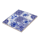 Blue flowers,blue china,porcelain,birds tegeltje (Zijkant)