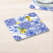 Blue flowers, blue china, porselein, birds kartonnen onderzetters (Schuin)