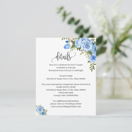 Blue Flowers Boho Chic Western Details insert card Kaart (Staand voorkant)