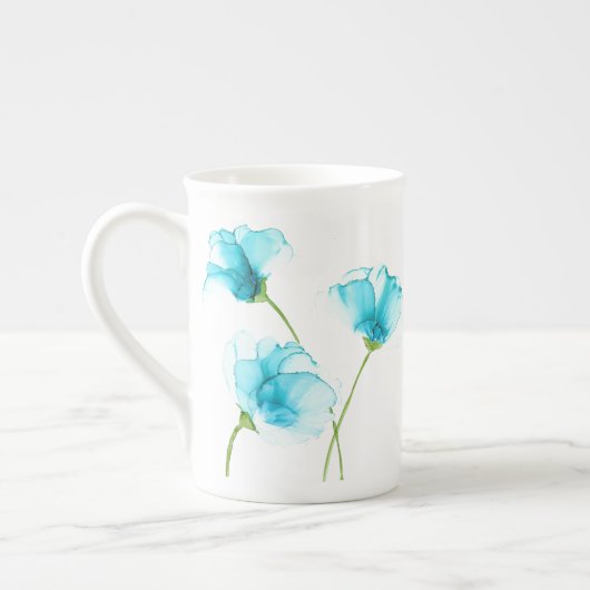 Blue Flowers Bone China Mok (Links)