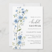 Blue Flowers Botanical Waterverf Vrijgezellenfeest Kaart (Voorkant)