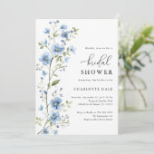 Blue Flowers Botanical Waterverf Vrijgezellenfeest Kaart (Staand voorkant)