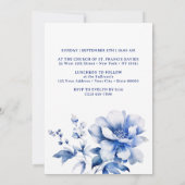 Blue Flowers Bouquet Baptism Invitation Kaart (Achterkant)
