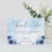 Blue Flowers Boy Baby shower Bedankkaart (Staand voorkant)